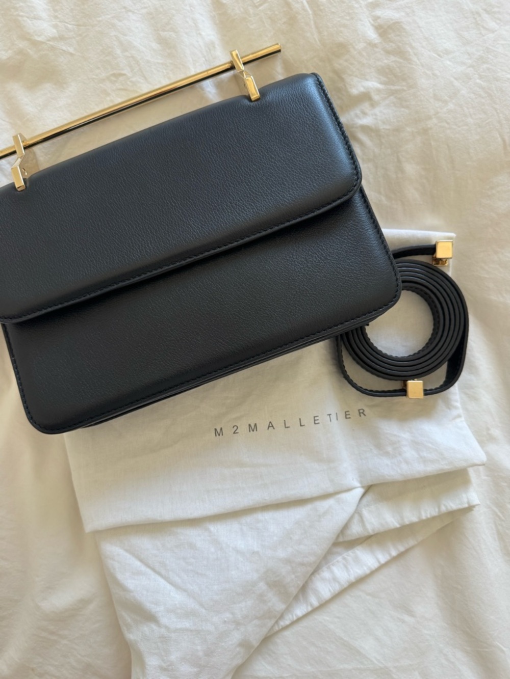M2Malletier La Fleur Du Mal Calfskin Clutch/Crossbody with Gold Bar Handle